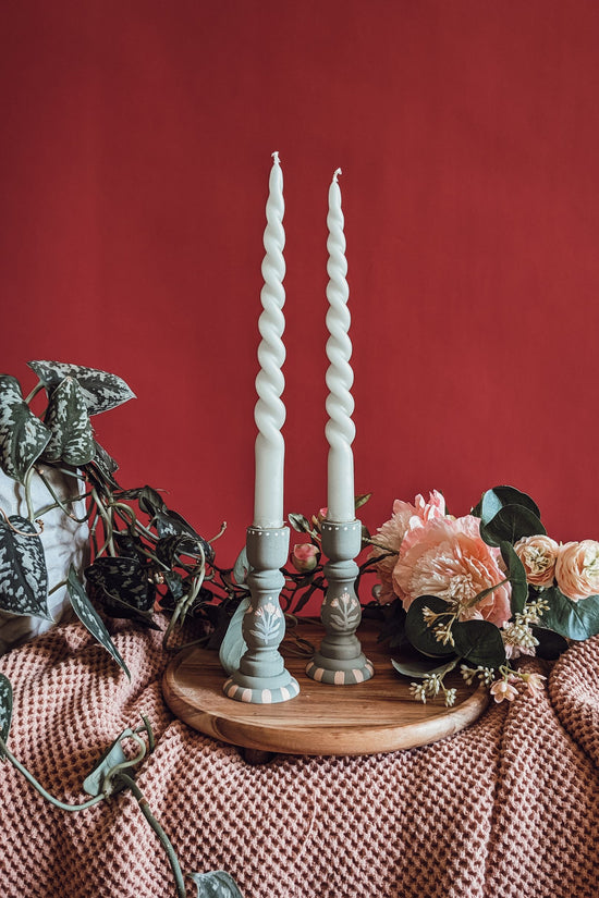 'Walk Through The Roses' Painted Candlestick