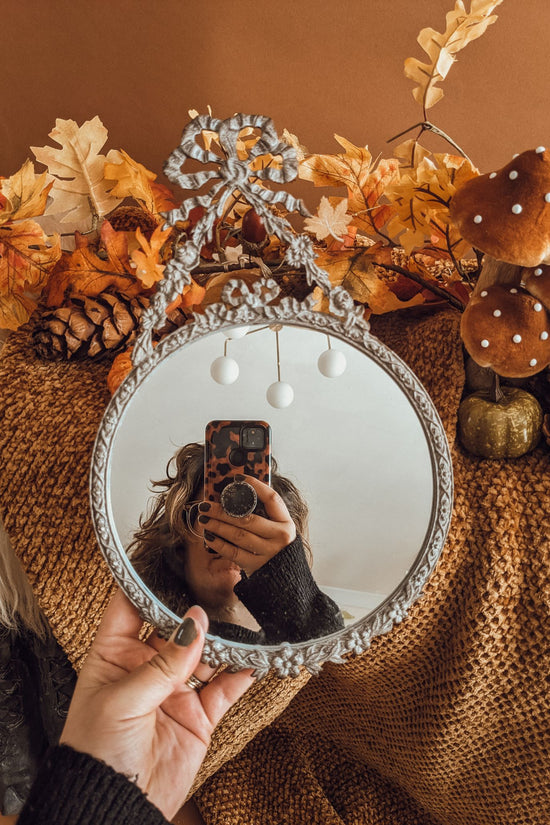 Vintage Bow + Floral Mirror