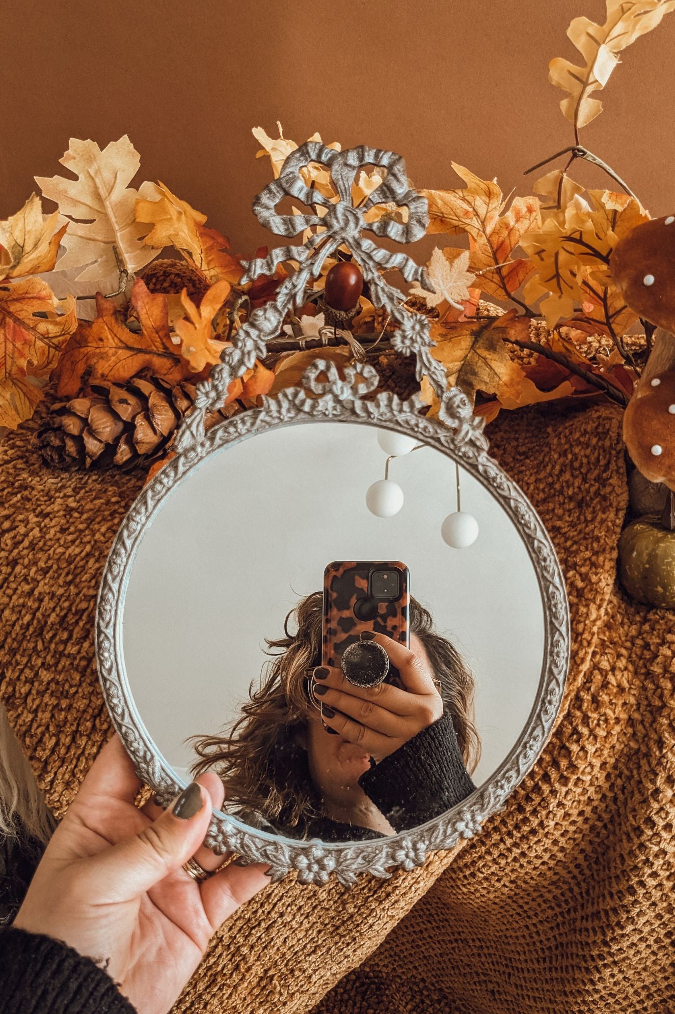 Vintage Bow + Floral Mirror