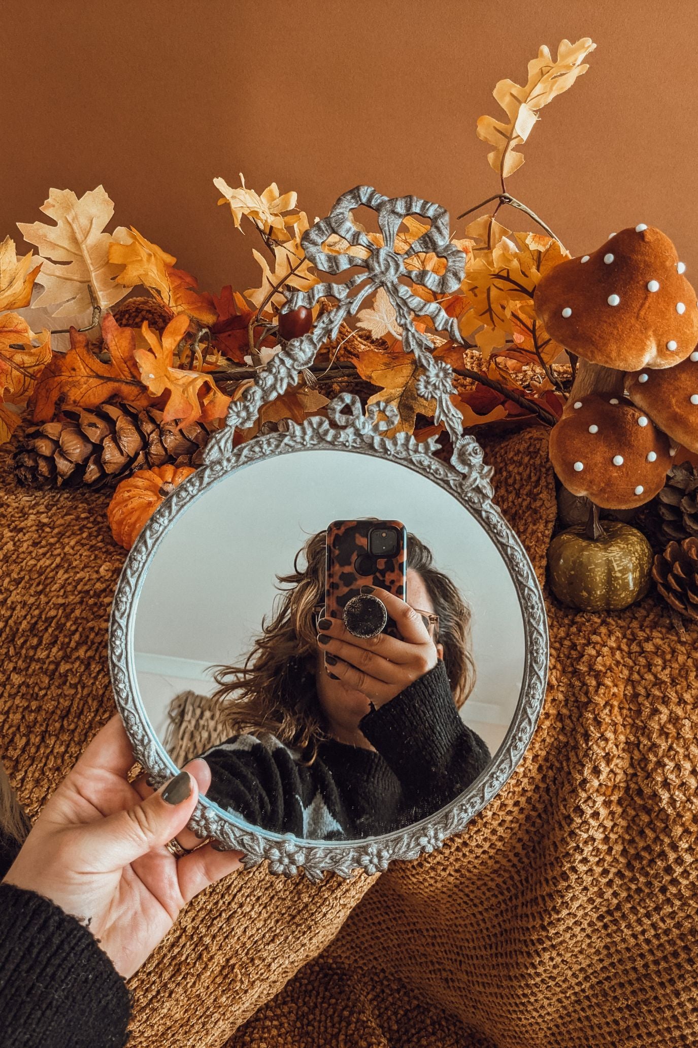 Vintage Bow + Floral Mirror