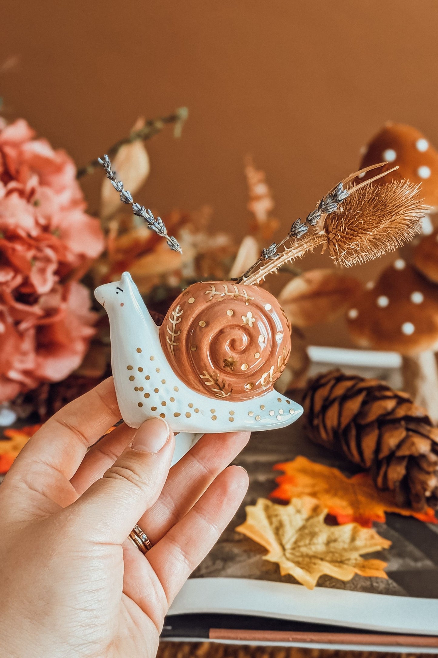 Autumn Snail Bud Vase