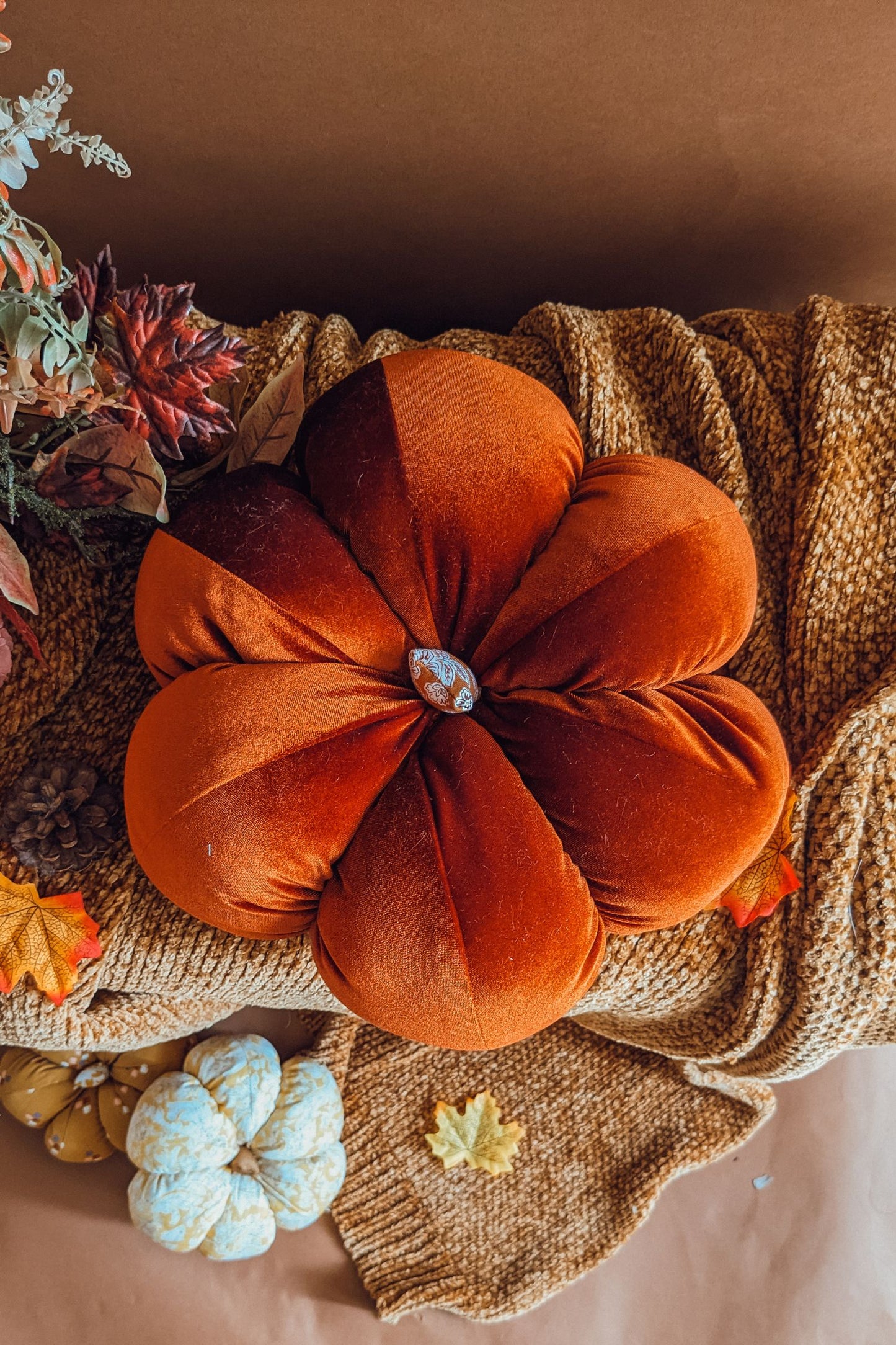 'Pumpkin Spice' Orange Velvet Jumbo Pumpkin