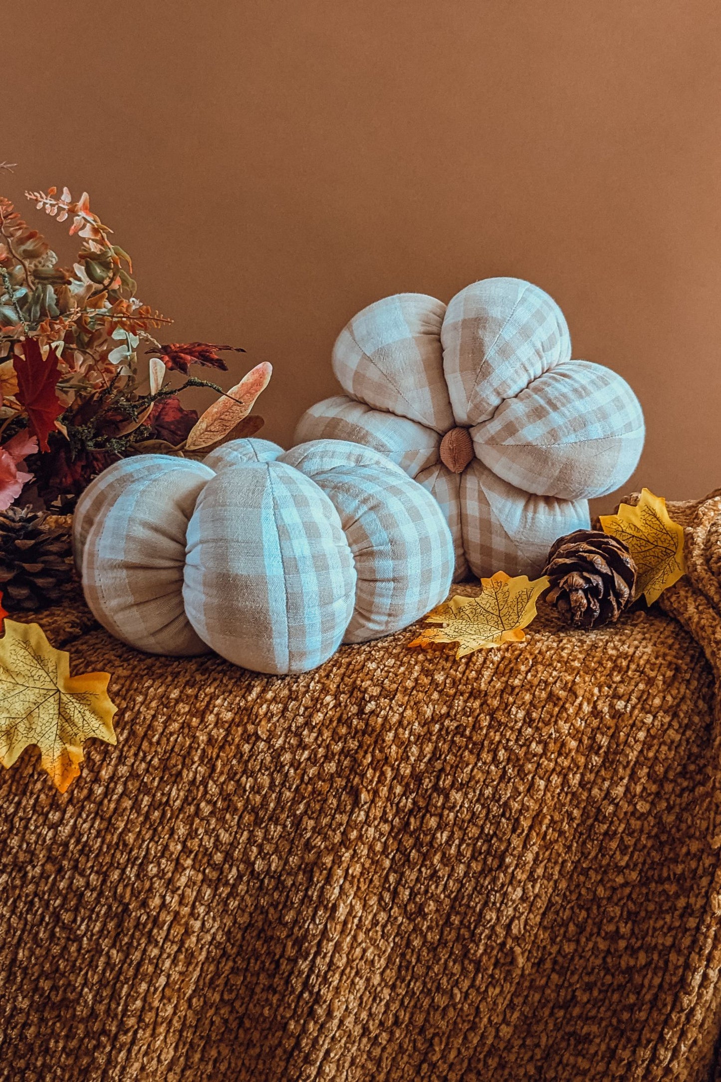 'Autumn Gingham Cottage' Muslin Tall Pumpkin