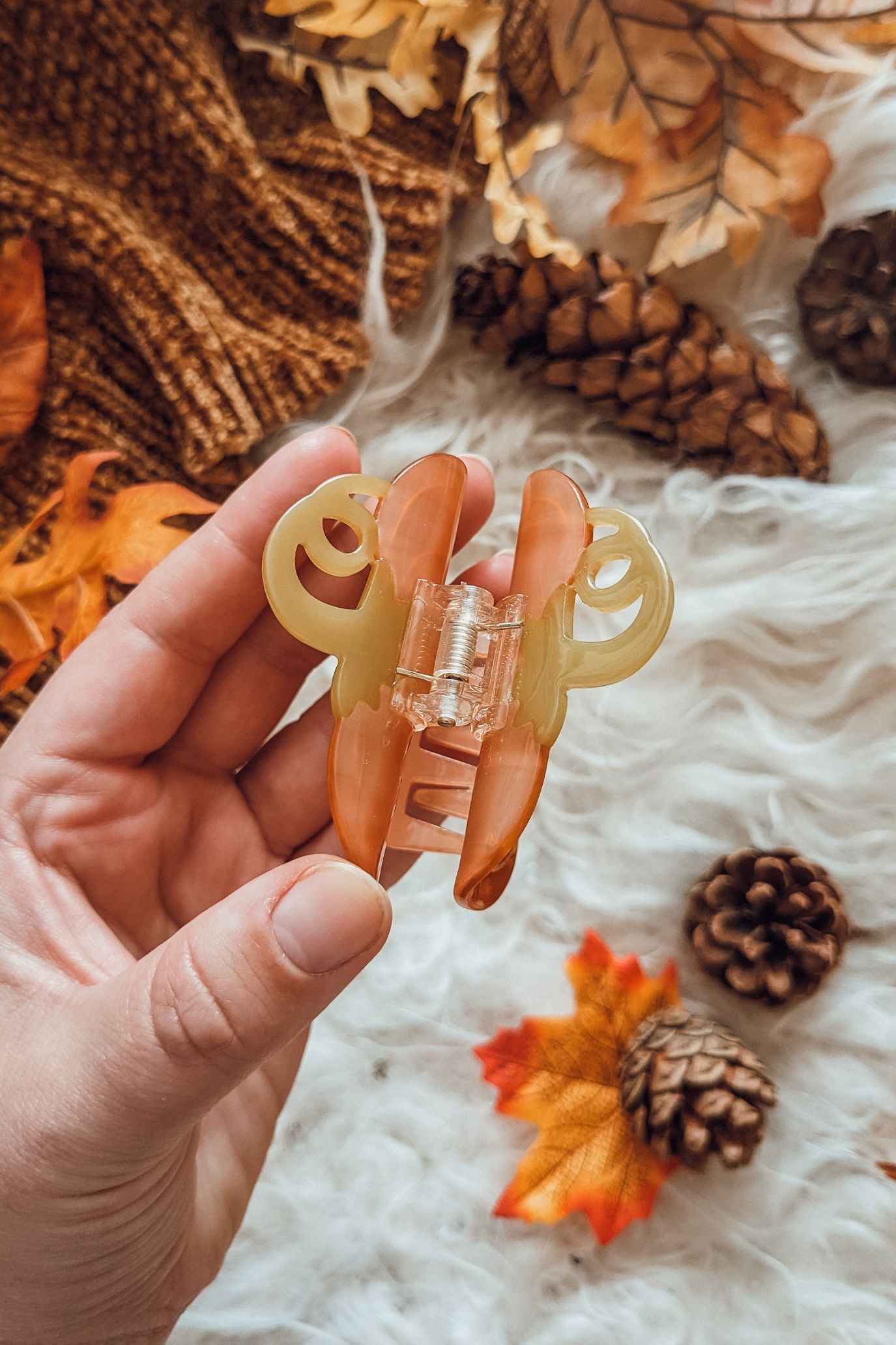 Metallic Pumpkin Hair Claw Clip