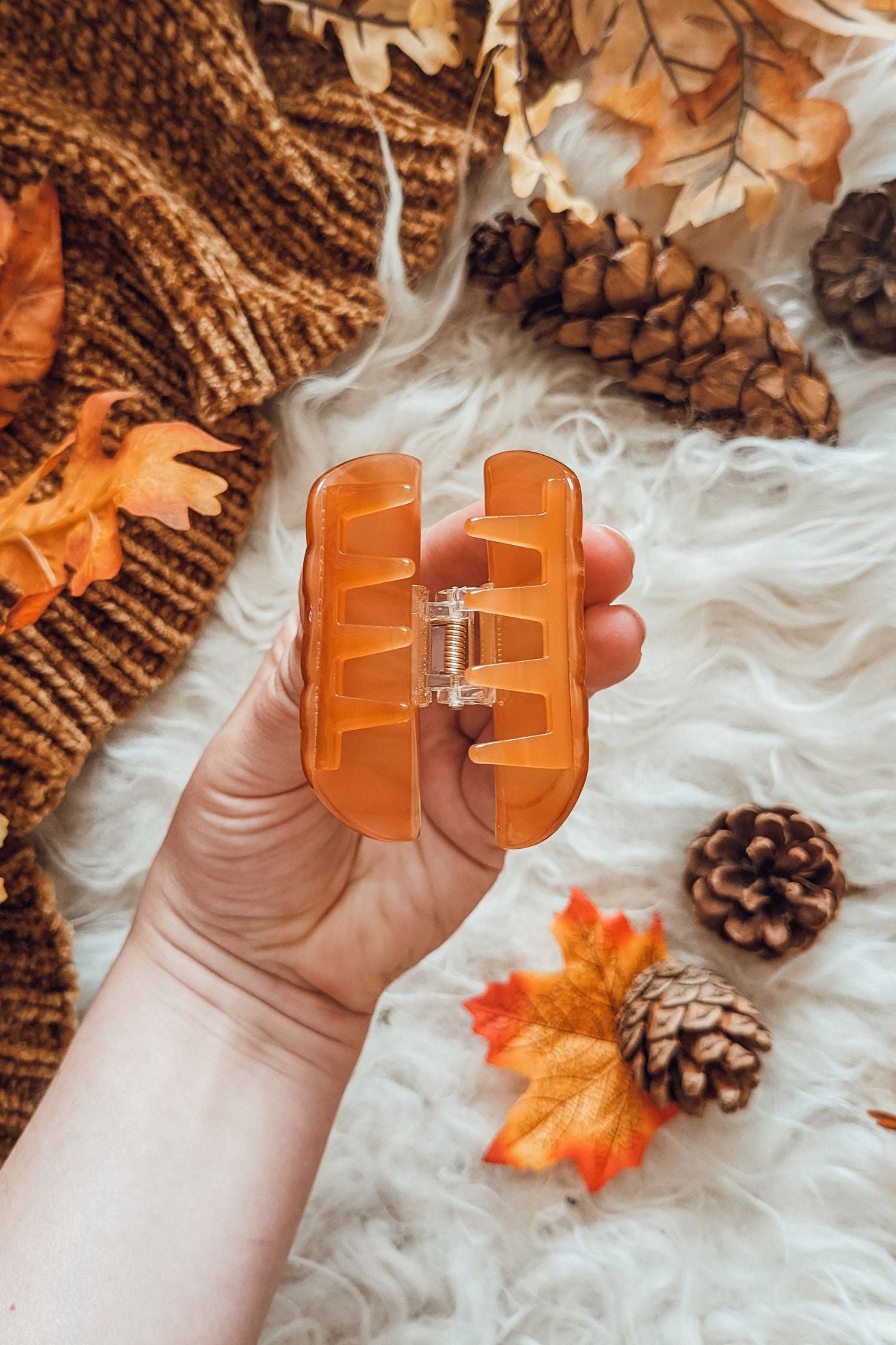 Metallic Pumpkin Hair Claw Clip