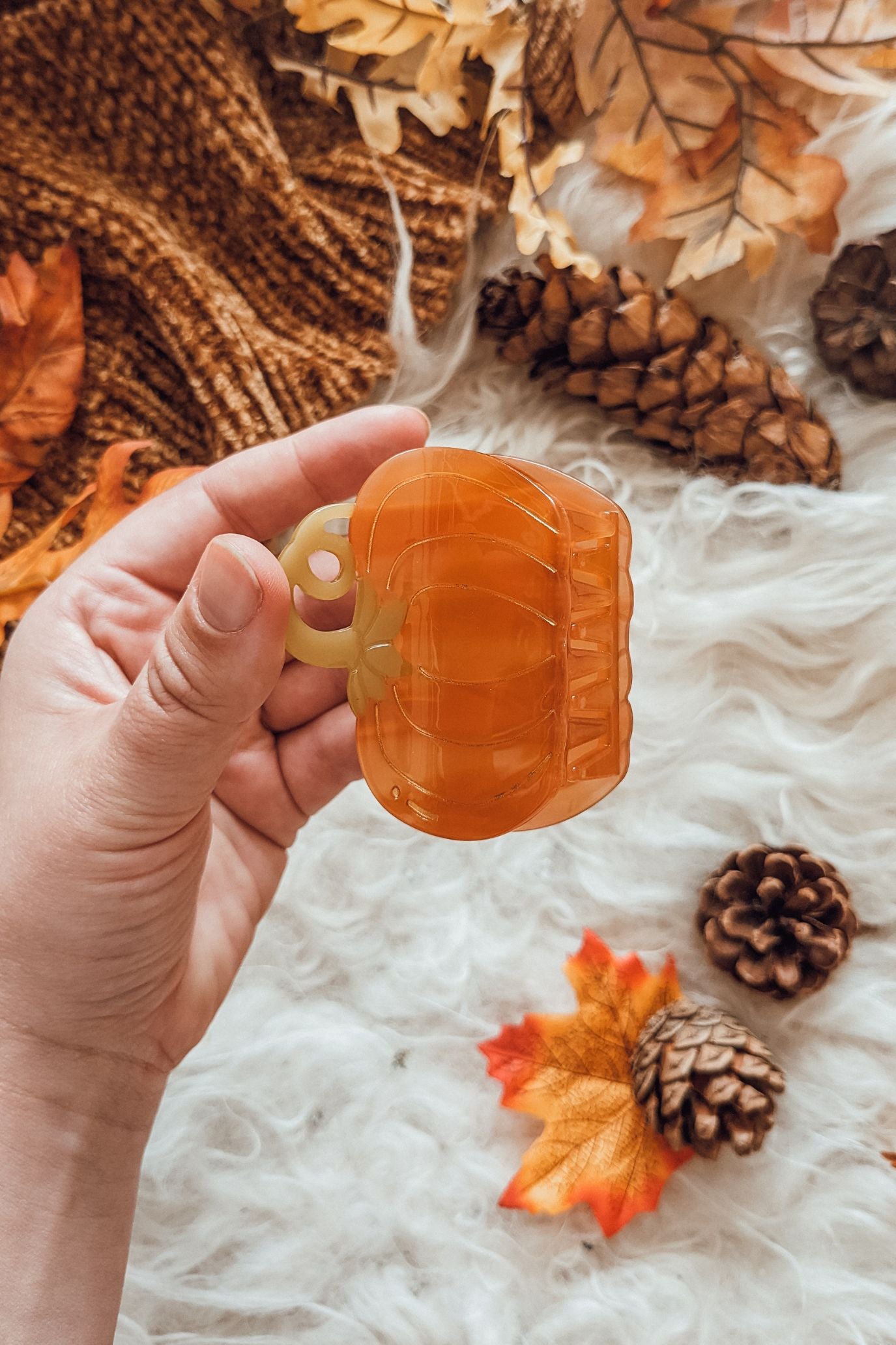 Metallic Pumpkin Hair Claw Clip