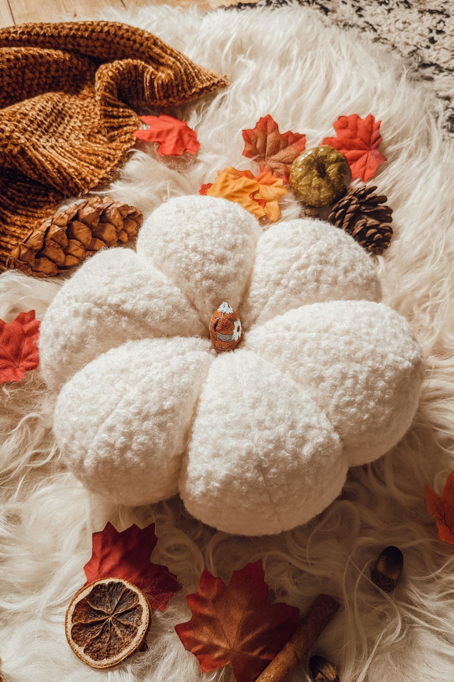 Classic White Boucle Jumbo Pumpkin