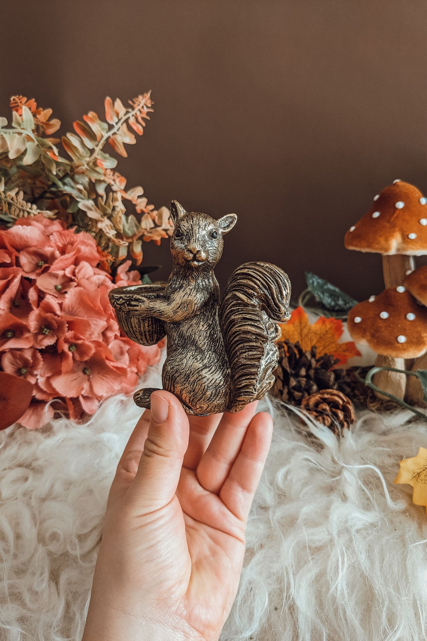 Golden Vintage Squirrel Candleholder