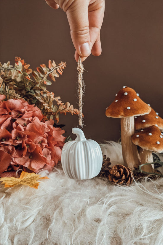 White Ceramic Pumpkin Hang