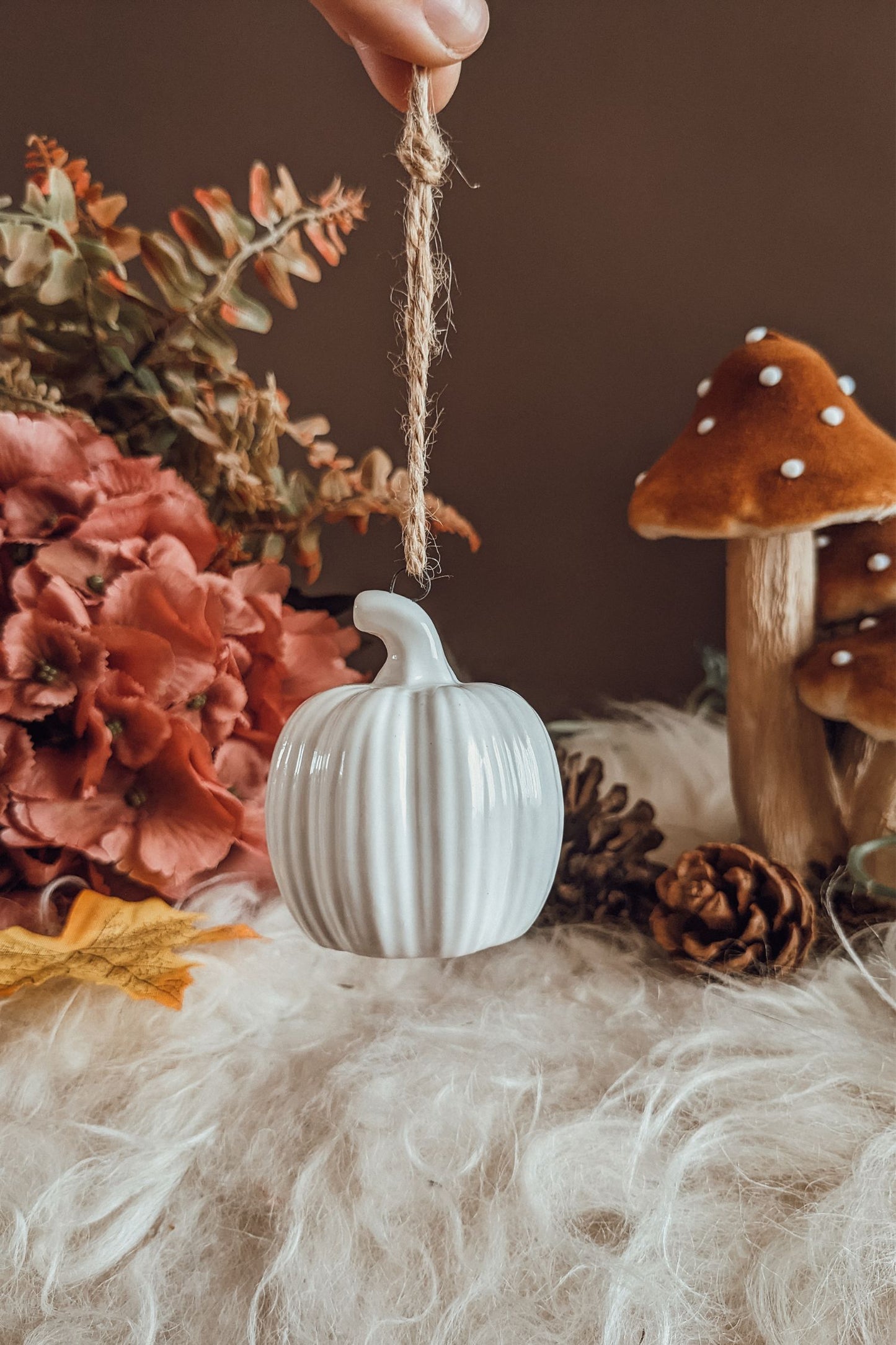 White Ceramic Pumpkin Hang