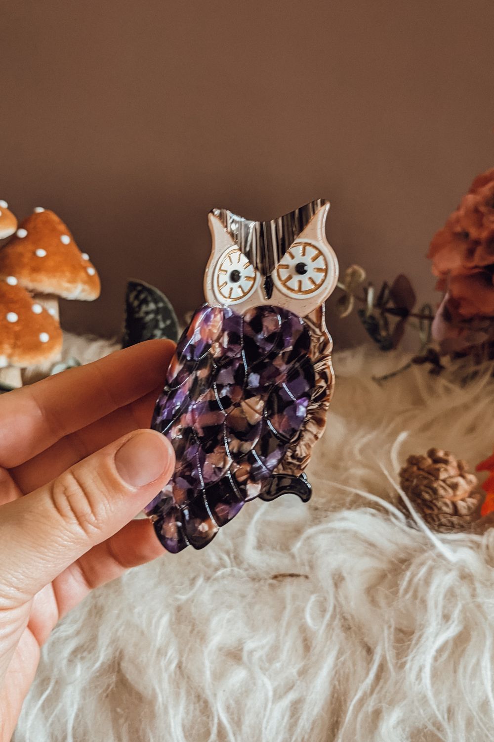 Tortoise Owl Hair Claw Clip