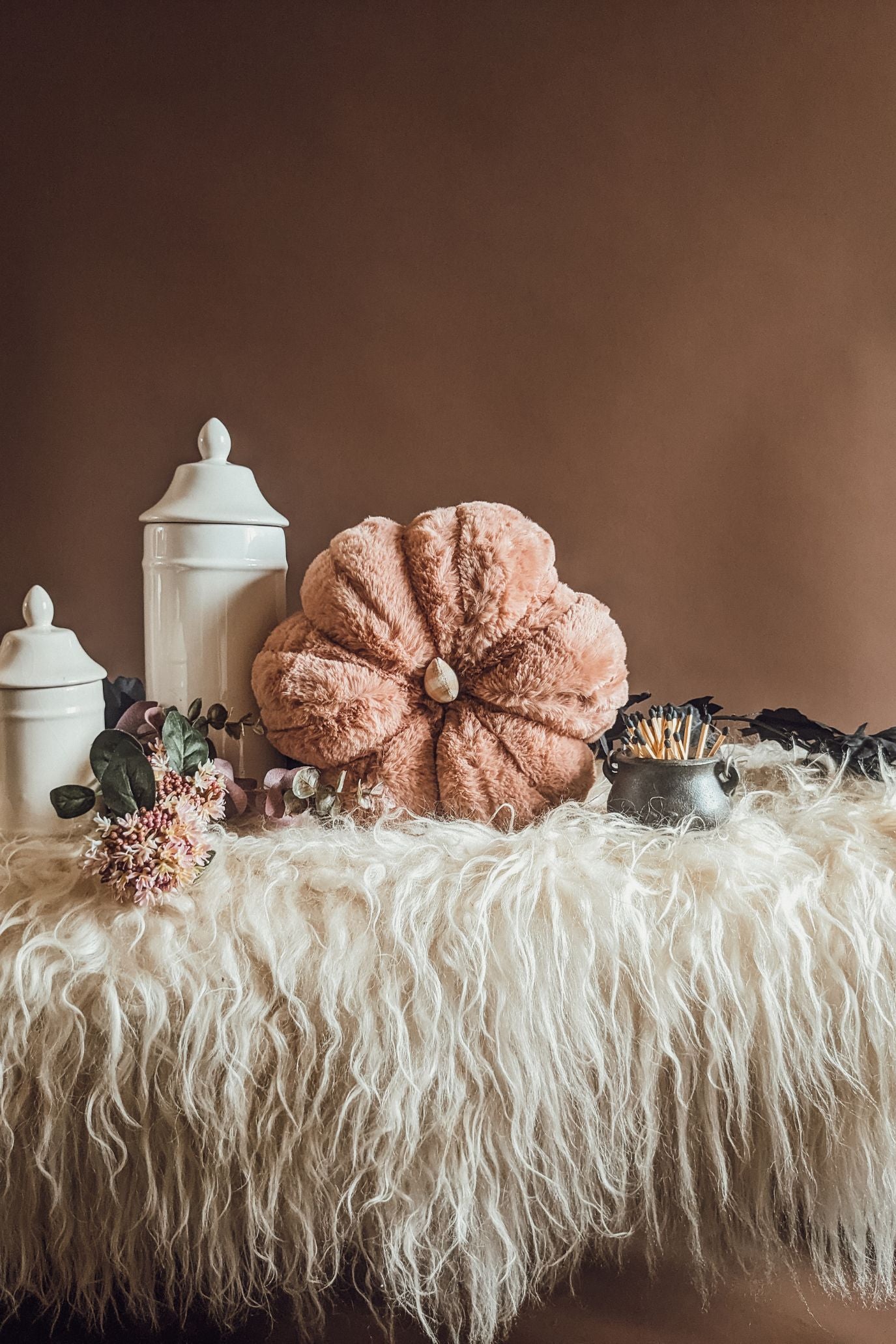 'Hocus Pocus' Pink Fur Jumbo Pumpkin