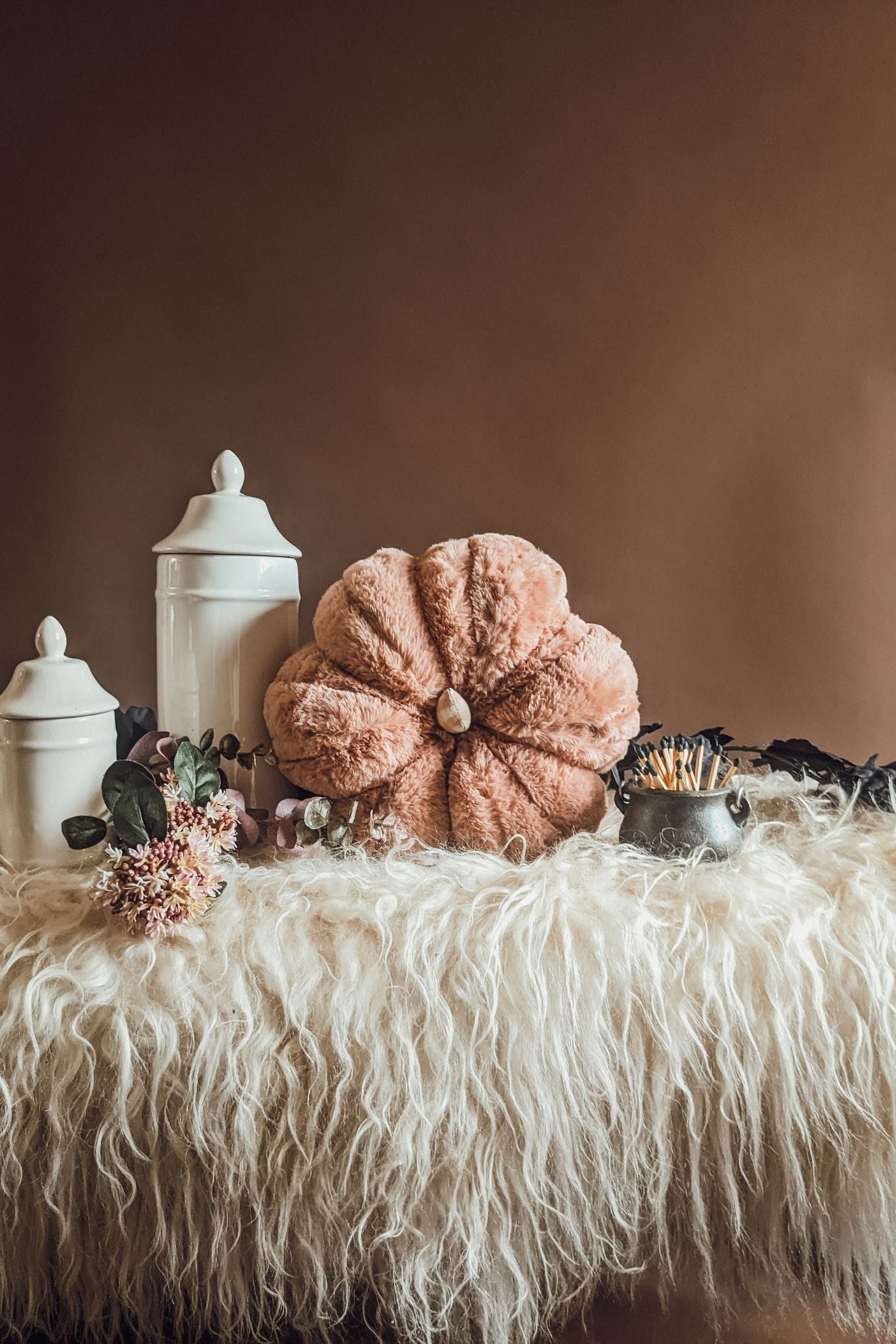 'Hocus Pocus' Pink Fur Jumbo Pumpkin