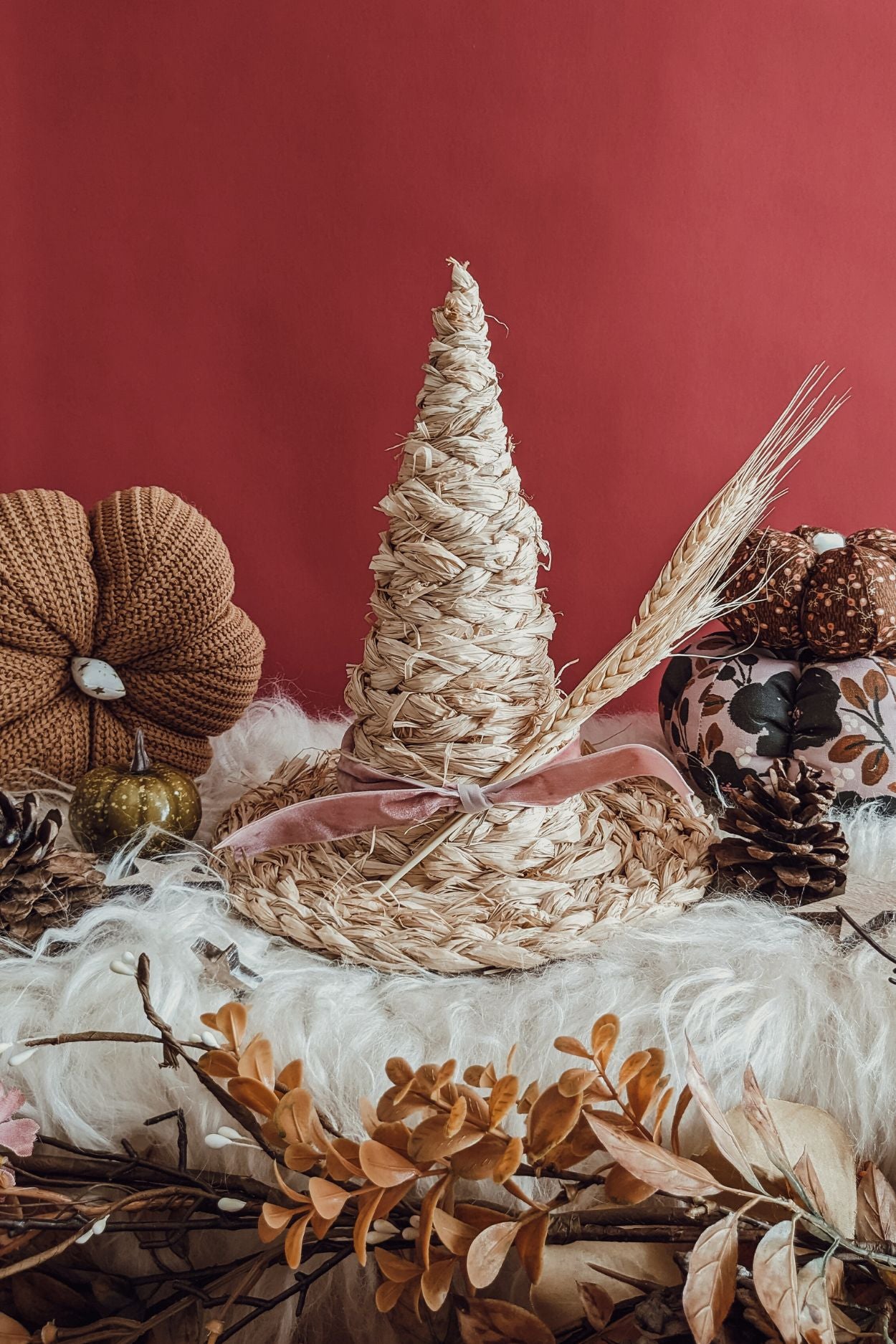 Braided Witches Hat Decoration- Natural